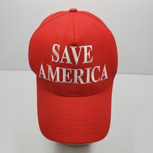 Cali-Fame Save America Snapback Hat Red Trump Campaign Cap Green Under USA Made